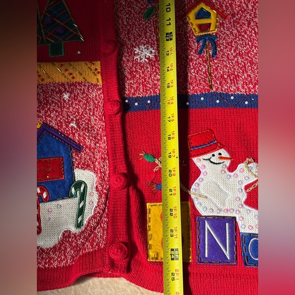 Bobbie Brooks UGLY  Christmas Sweater Large Cardigan Beaded, Sequins - Picture 12 of 12